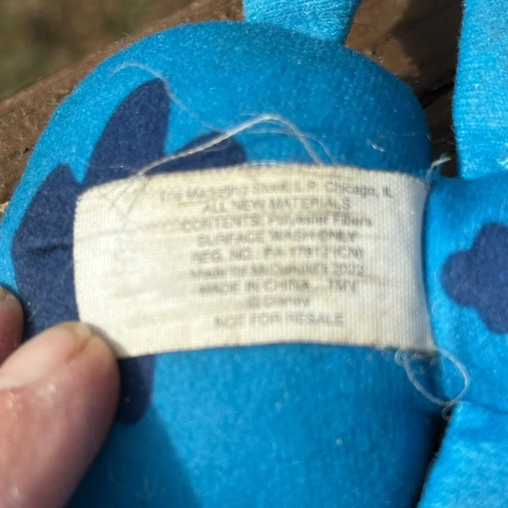Disney Stitch Surfer Plush Small Blue 2002 McDonald's Lilo &‎ Stitch Toy